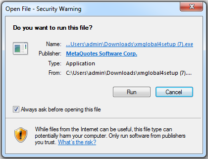 MetaTrader 4 installation run