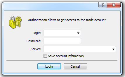 MT4 login screen